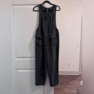 Free people dark grey jumpsuit